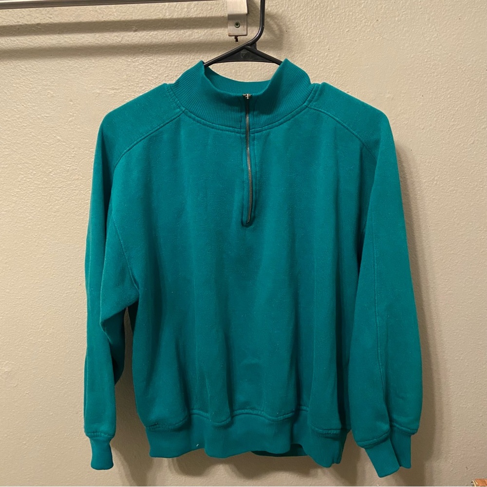 Turquoise Half-Zip Sweatshirt